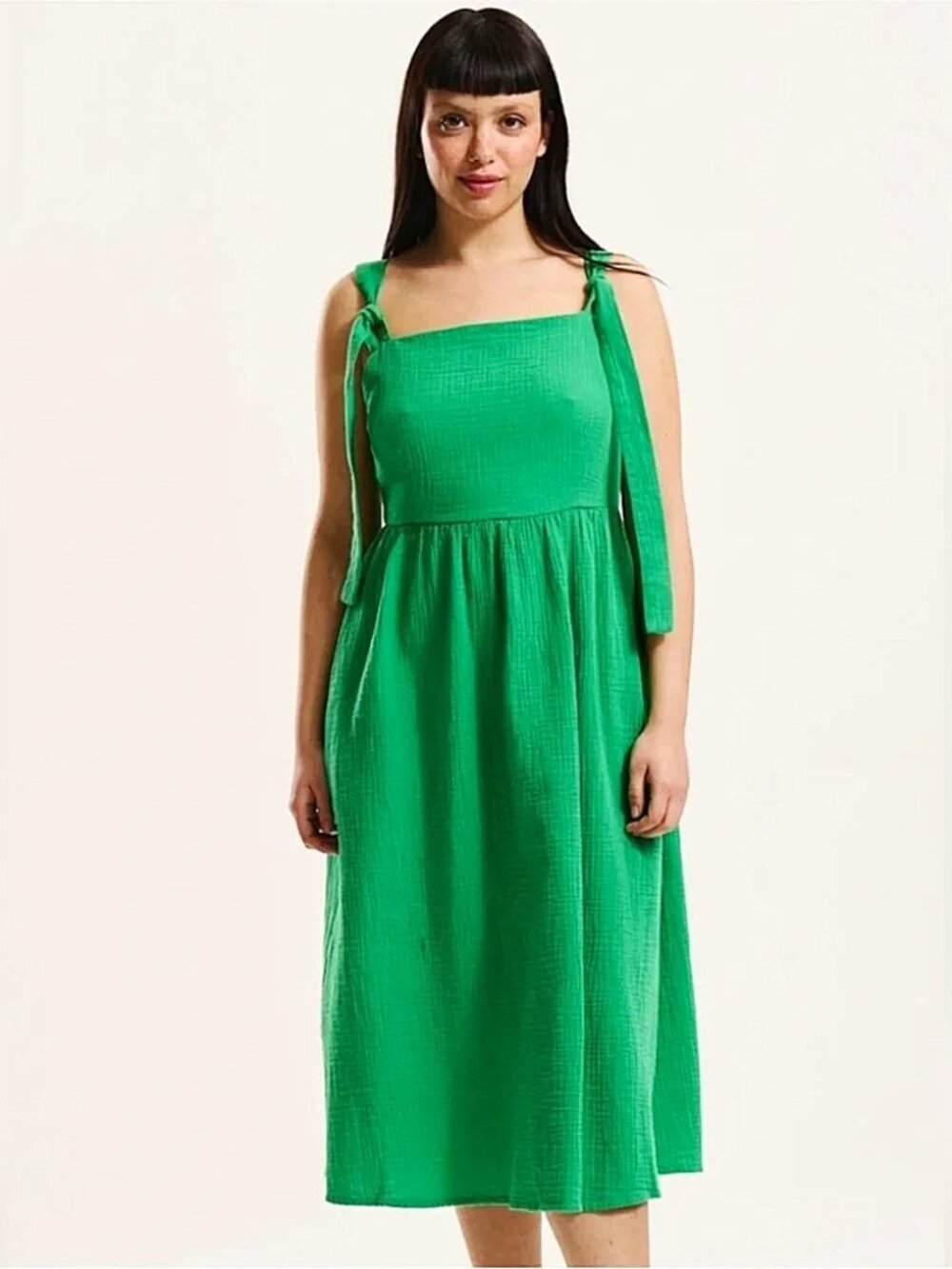 Lucy & Yak Freya Cotton Gauze Midi Dress Green UK 8/US 4 NWOT Sold Out